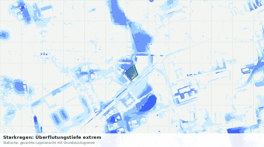 Statische Kartenansicht: Starkregen: Überflutungstiefe extrem