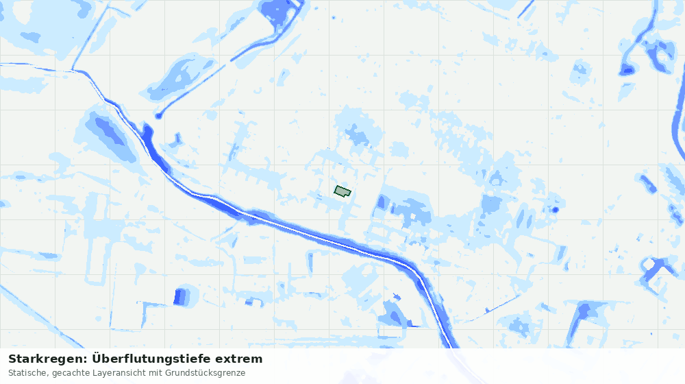 Statische Kartenansicht: Starkregen: Überflutungstiefe extrem