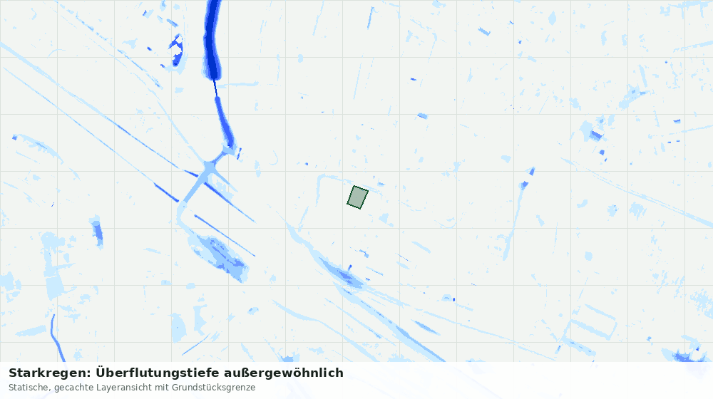 Statische Kartenansicht: Starkregen: Überflutungstiefe außergewöhnlich