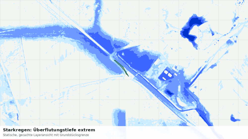 Statische Kartenansicht: Starkregen: Überflutungstiefe extrem