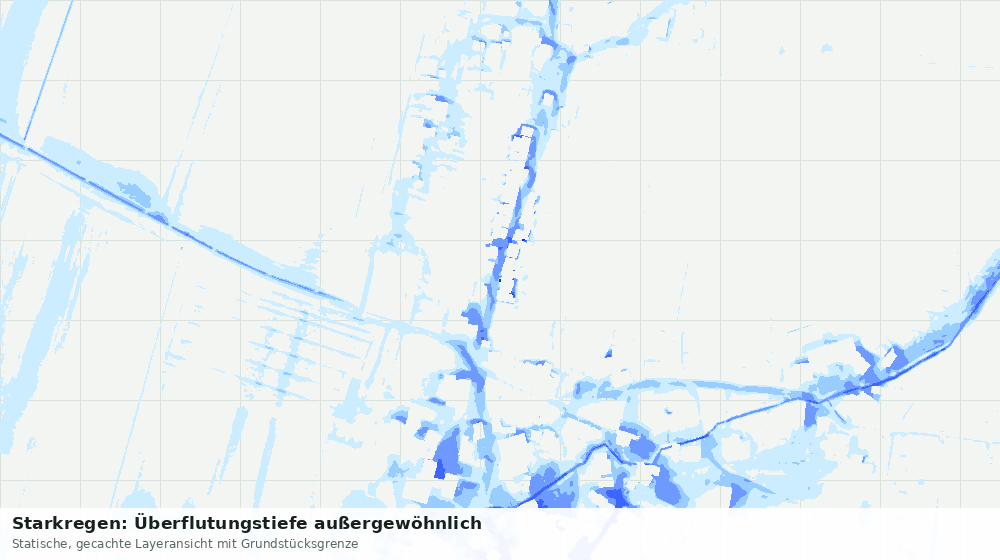 Statische Kartenansicht: Starkregen: Überflutungstiefe außergewöhnlich
