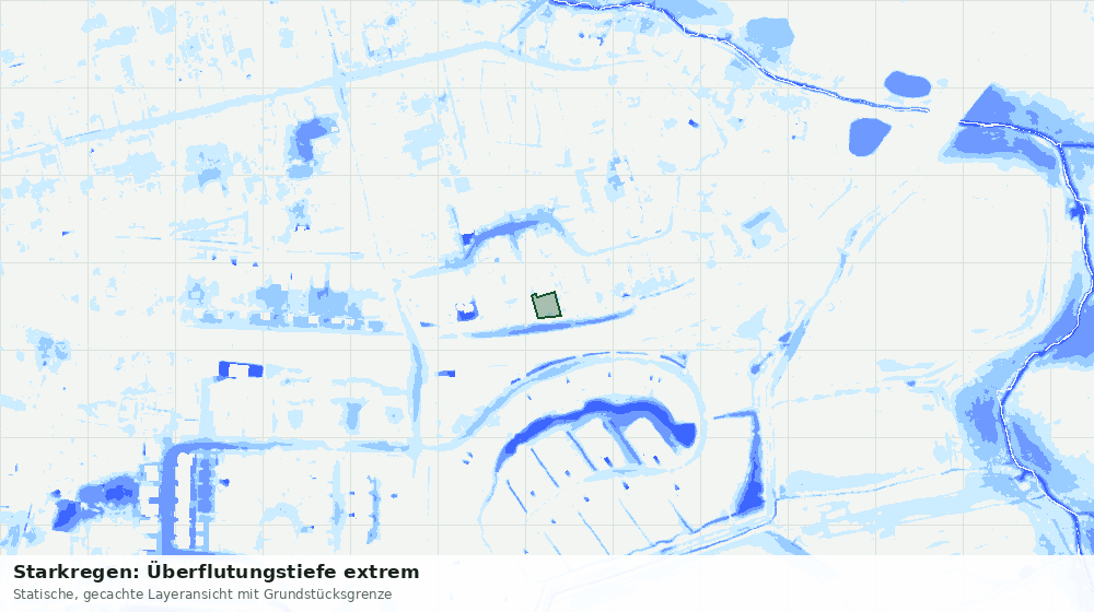 Statische Kartenansicht: Starkregen: Überflutungstiefe extrem