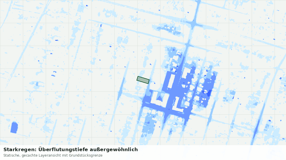 Statische Kartenansicht: Starkregen: Überflutungstiefe außergewöhnlich