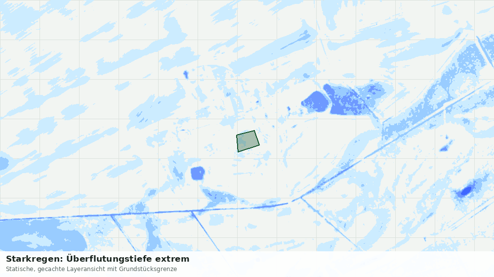 Statische Kartenansicht: Starkregen: Überflutungstiefe extrem