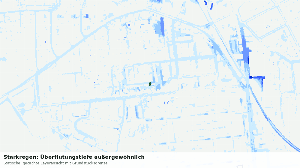 Statische Kartenansicht: Starkregen: Überflutungstiefe außergewöhnlich