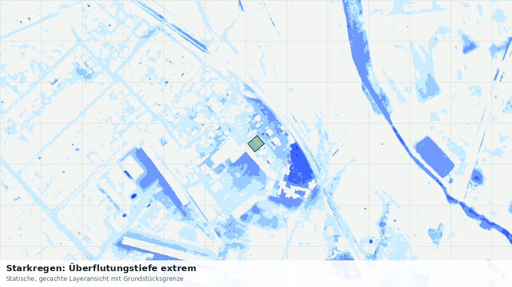Statische Kartenansicht: Starkregen: Überflutungstiefe extrem