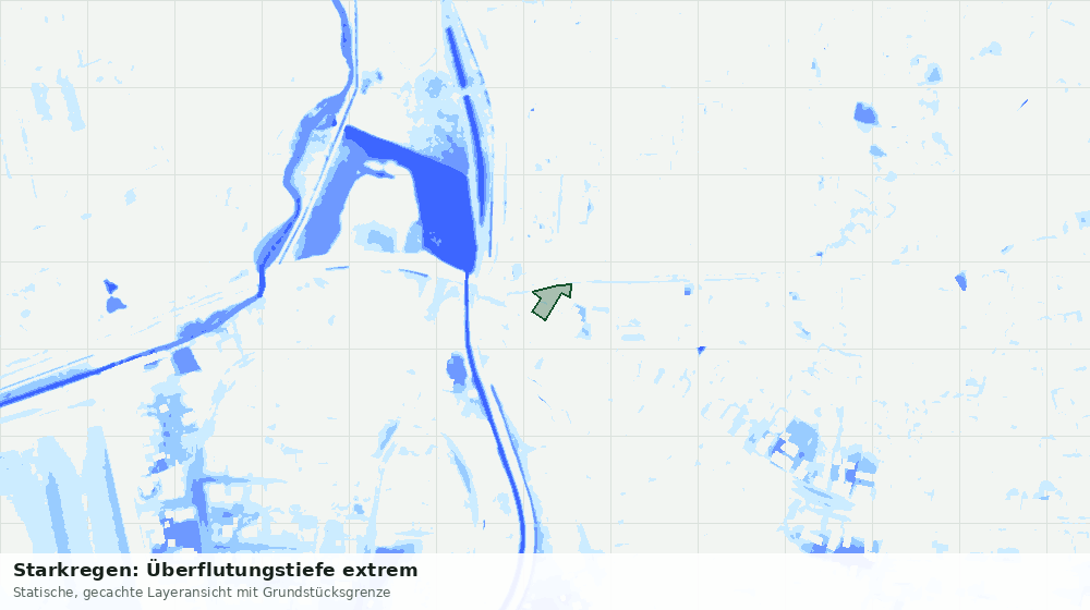 Statische Kartenansicht: Starkregen: Überflutungstiefe extrem
