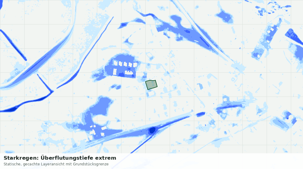 Statische Kartenansicht: Starkregen: Überflutungstiefe extrem