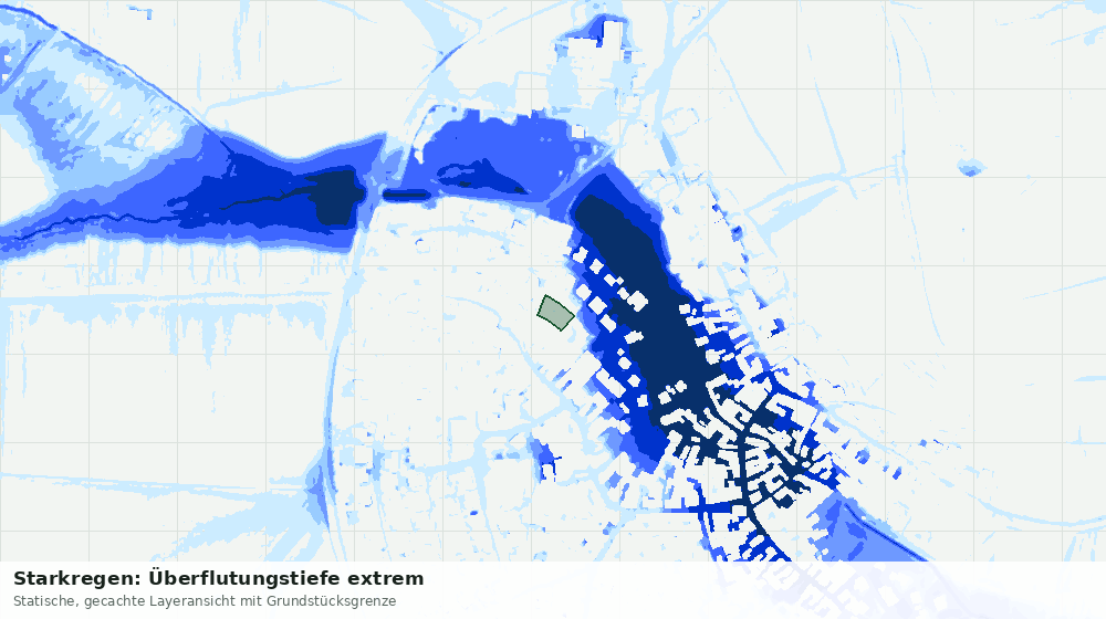 Statische Kartenansicht: Starkregen: Überflutungstiefe extrem