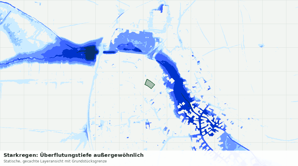 Statische Kartenansicht: Starkregen: Überflutungstiefe außergewöhnlich