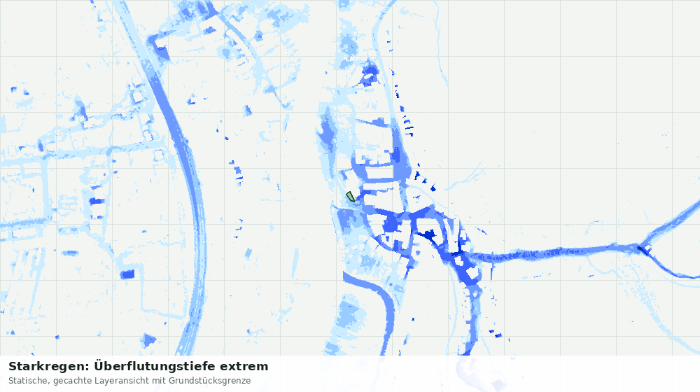 Statische Kartenansicht: Starkregen: Überflutungstiefe extrem