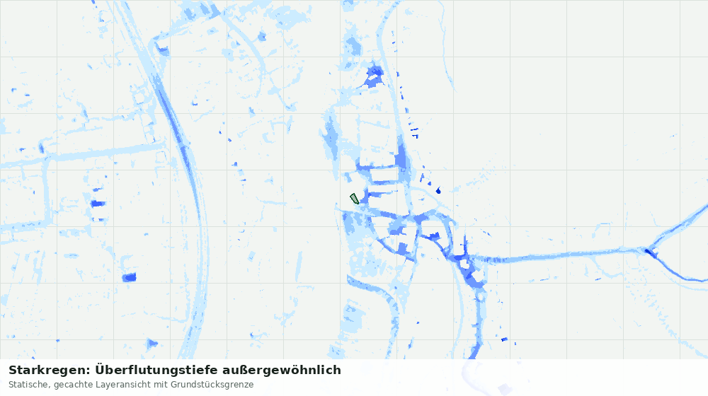 Statische Kartenansicht: Starkregen: Überflutungstiefe außergewöhnlich