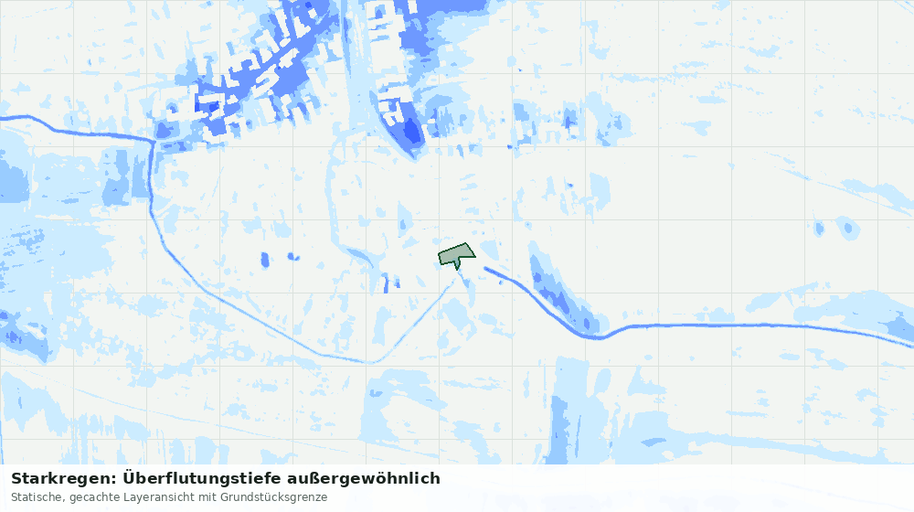 Statische Kartenansicht: Starkregen: Überflutungstiefe außergewöhnlich