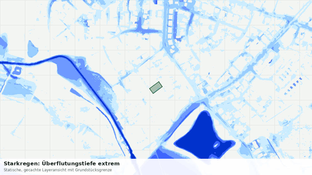 Statische Kartenansicht: Starkregen: Überflutungstiefe extrem