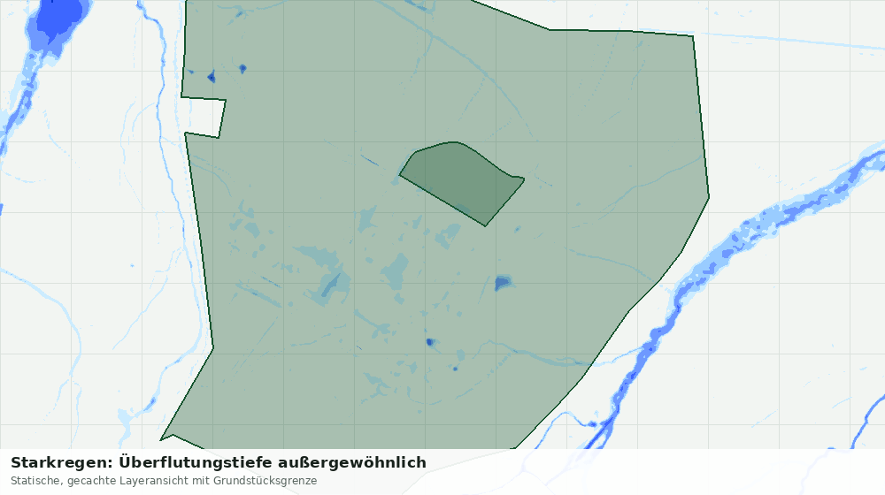 Statische Kartenansicht: Starkregen: Überflutungstiefe außergewöhnlich