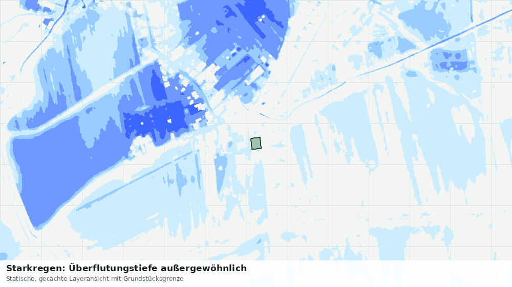 Statische Kartenansicht: Starkregen: Überflutungstiefe außergewöhnlich