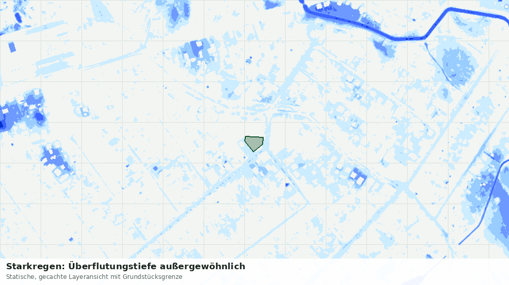 Statische Kartenansicht: Starkregen: Überflutungstiefe außergewöhnlich