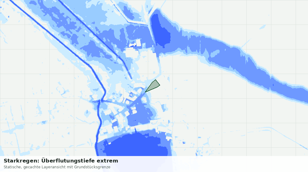 Statische Kartenansicht: Starkregen: Überflutungstiefe extrem