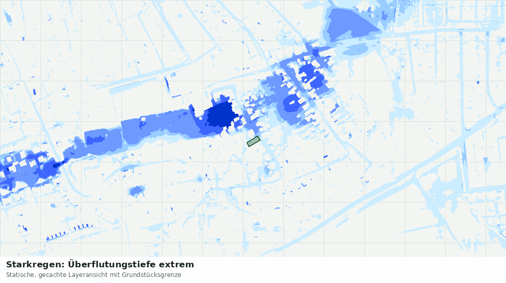 Statische Kartenansicht: Starkregen: Überflutungstiefe extrem