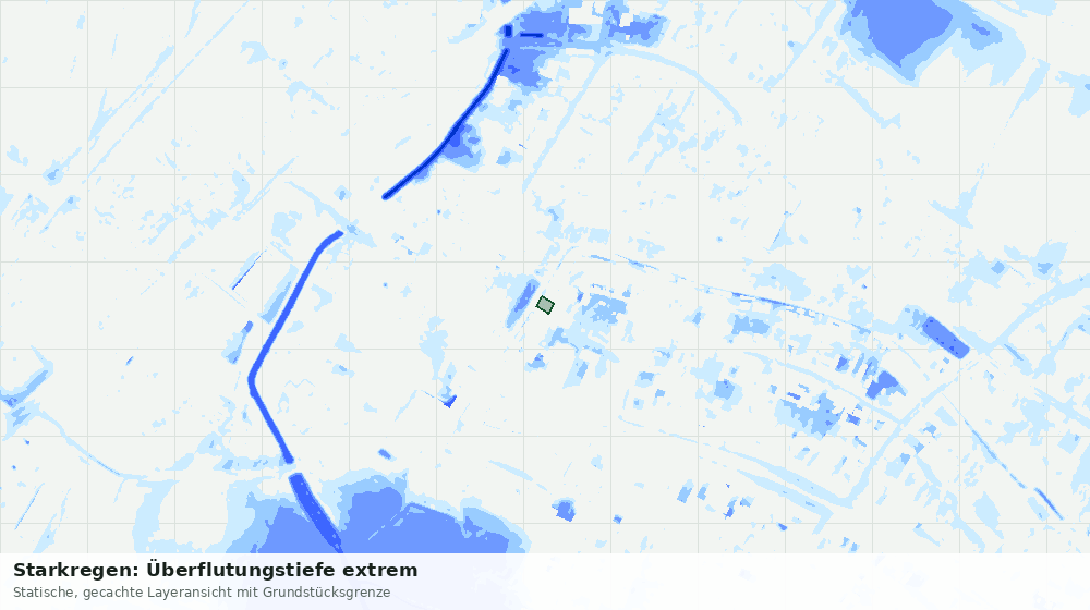 Statische Kartenansicht: Starkregen: Überflutungstiefe extrem