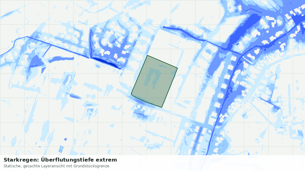 Statische Kartenansicht: Starkregen: Überflutungstiefe extrem