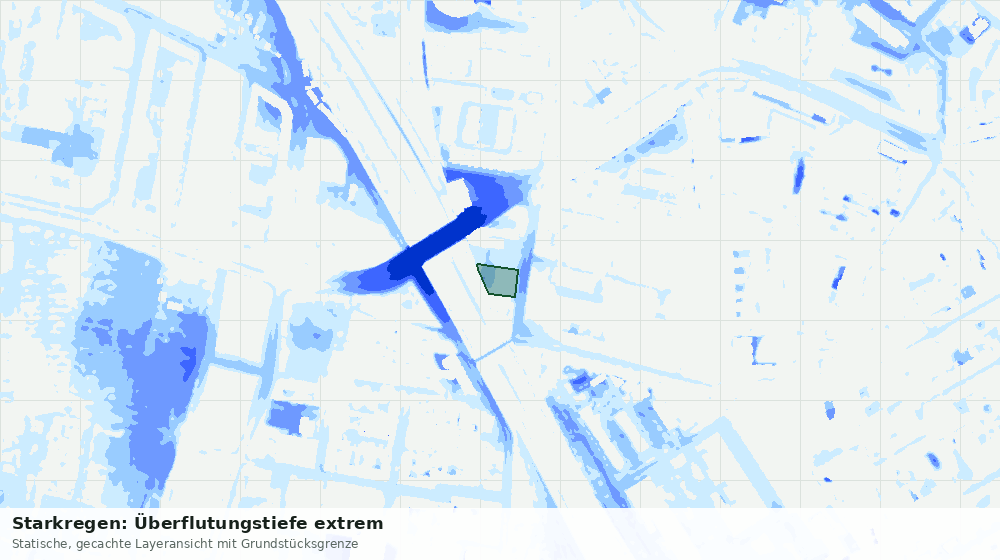 Statische Kartenansicht: Starkregen: Überflutungstiefe extrem