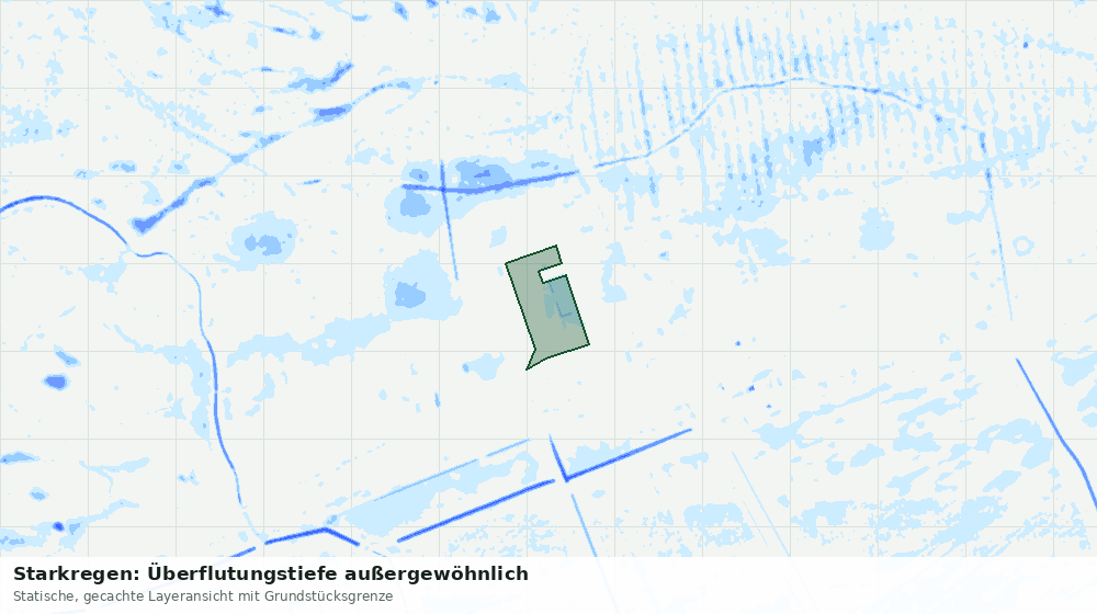 Statische Kartenansicht: Starkregen: Überflutungstiefe außergewöhnlich