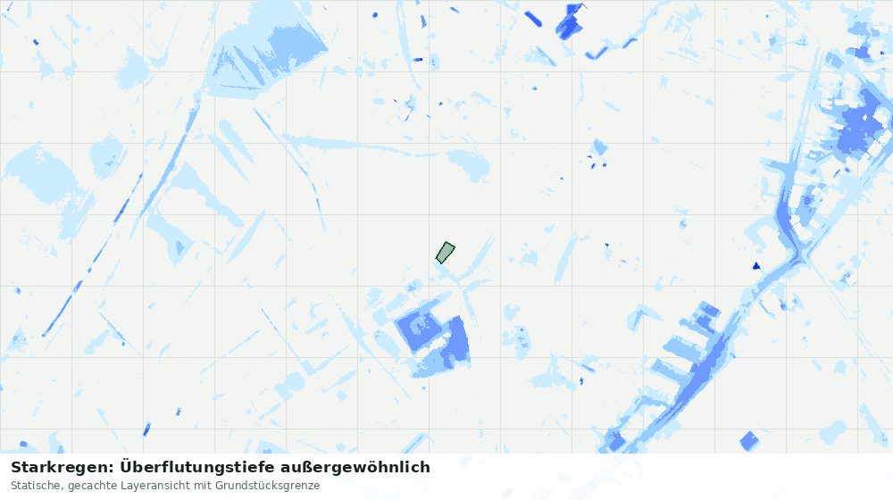 Statische Kartenansicht: Starkregen: Überflutungstiefe außergewöhnlich