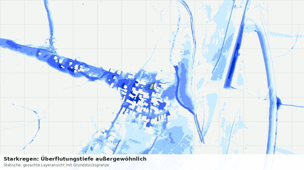 Statische Kartenansicht: Starkregen: Überflutungstiefe außergewöhnlich
