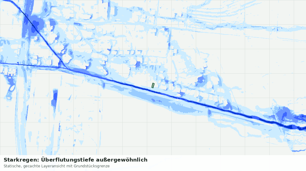 Statische Kartenansicht: Starkregen: Überflutungstiefe außergewöhnlich