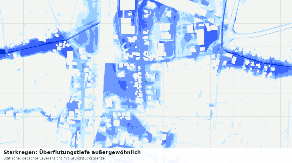Statische Kartenansicht: Starkregen: Überflutungstiefe außergewöhnlich