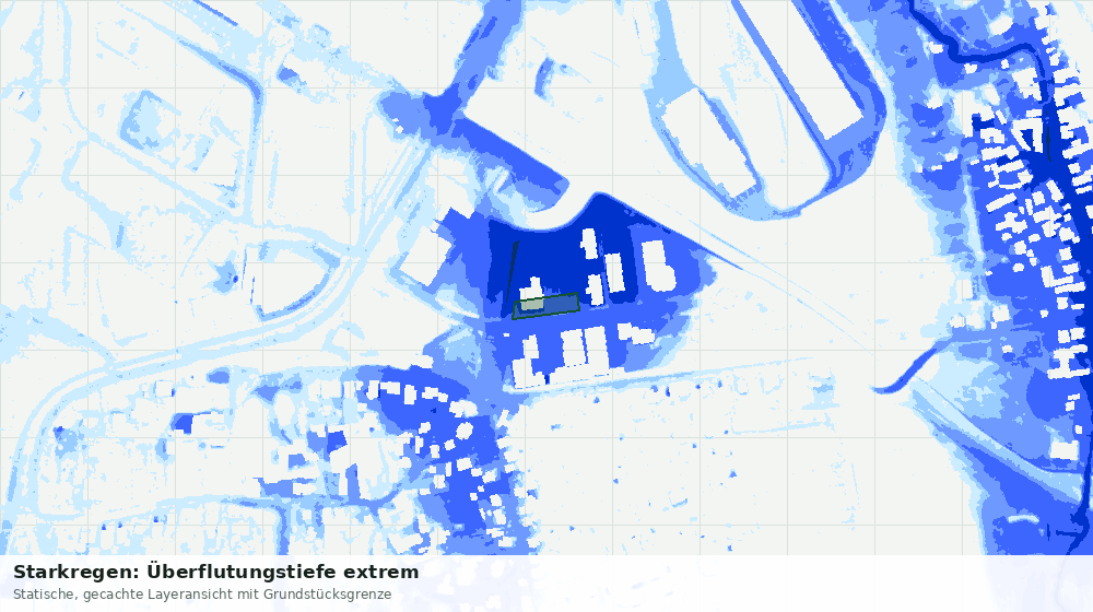 Statische Kartenansicht: Starkregen: Überflutungstiefe extrem