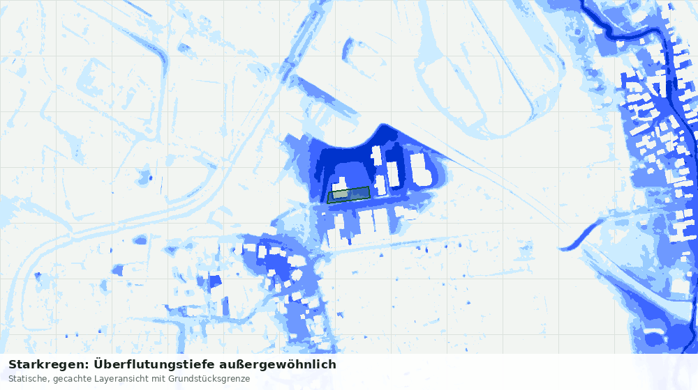 Statische Kartenansicht: Starkregen: Überflutungstiefe außergewöhnlich
