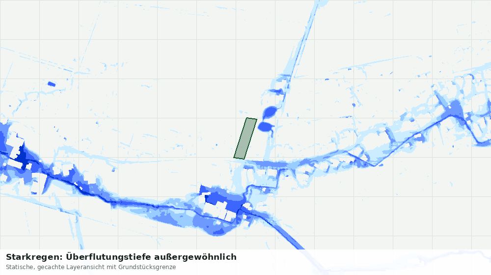 Statische Kartenansicht: Starkregen: Überflutungstiefe außergewöhnlich