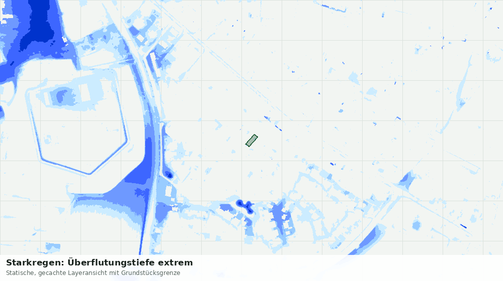 Statische Kartenansicht: Starkregen: Überflutungstiefe extrem