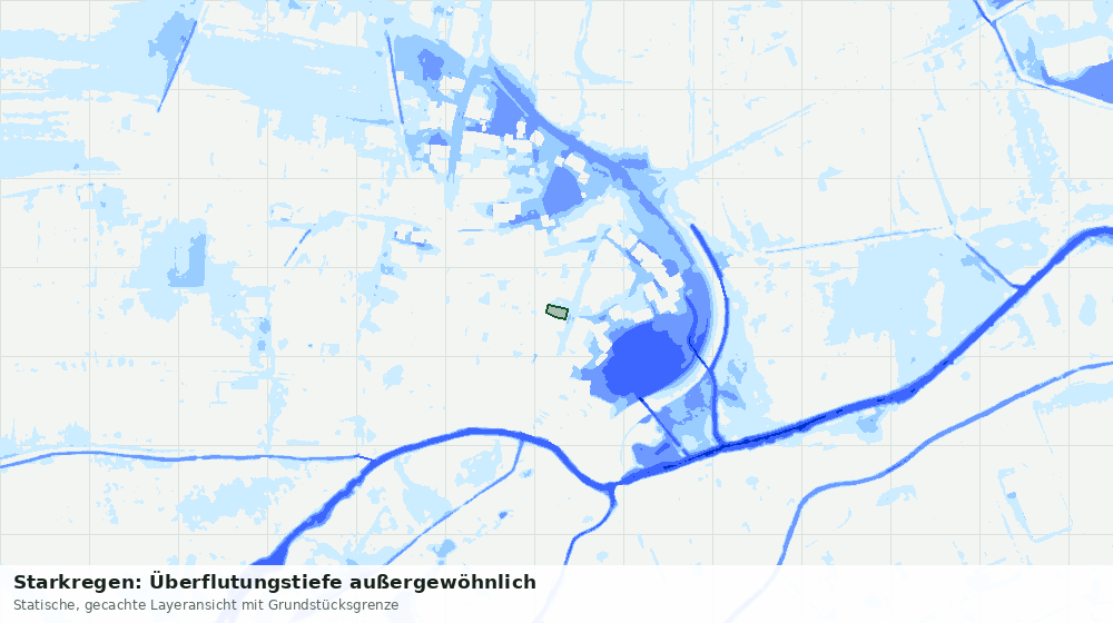 Statische Kartenansicht: Starkregen: Überflutungstiefe außergewöhnlich