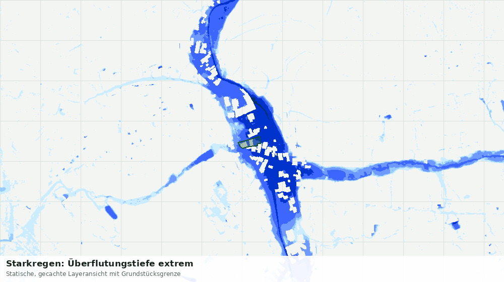 Statische Kartenansicht: Starkregen: Überflutungstiefe extrem