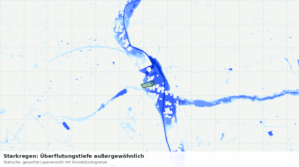 Statische Kartenansicht: Starkregen: Überflutungstiefe außergewöhnlich