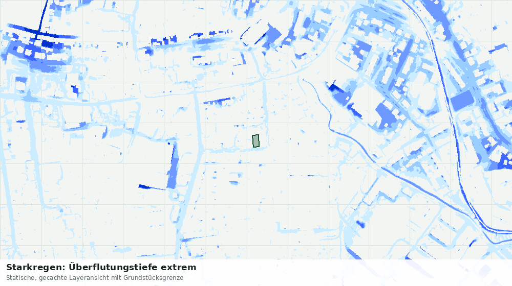 Statische Kartenansicht: Starkregen: Überflutungstiefe extrem