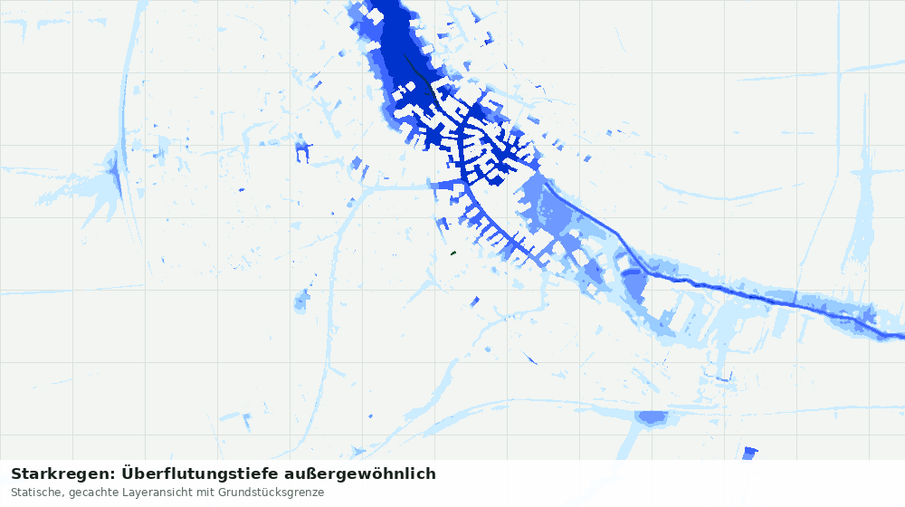 Statische Kartenansicht: Starkregen: Überflutungstiefe außergewöhnlich