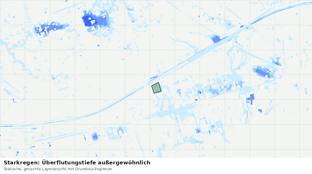 Statische Kartenansicht: Starkregen: Überflutungstiefe außergewöhnlich