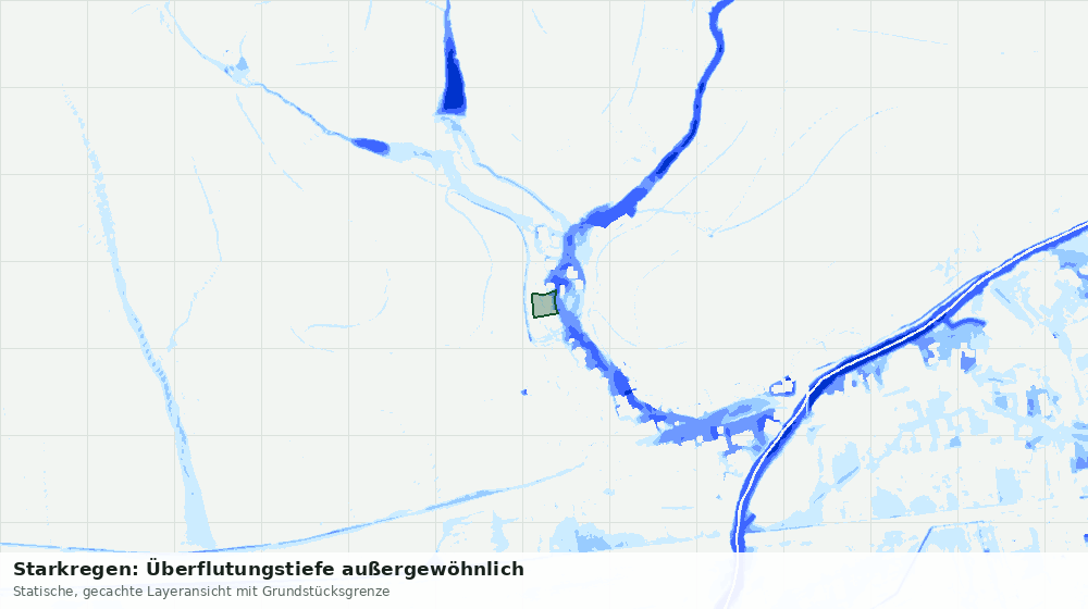 Statische Kartenansicht: Starkregen: Überflutungstiefe außergewöhnlich