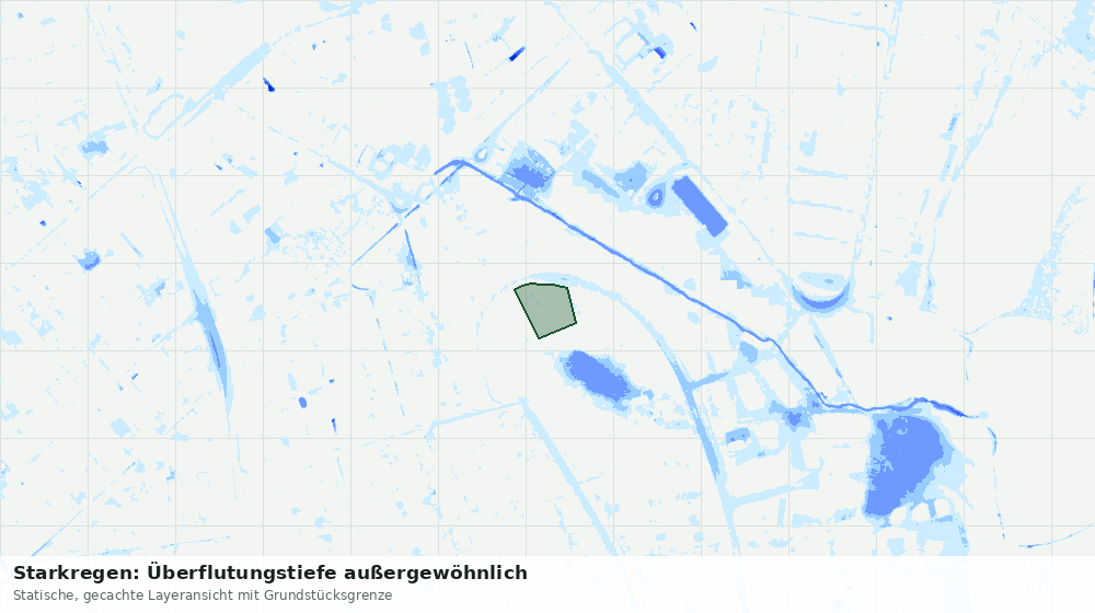 Statische Kartenansicht: Starkregen: Überflutungstiefe außergewöhnlich