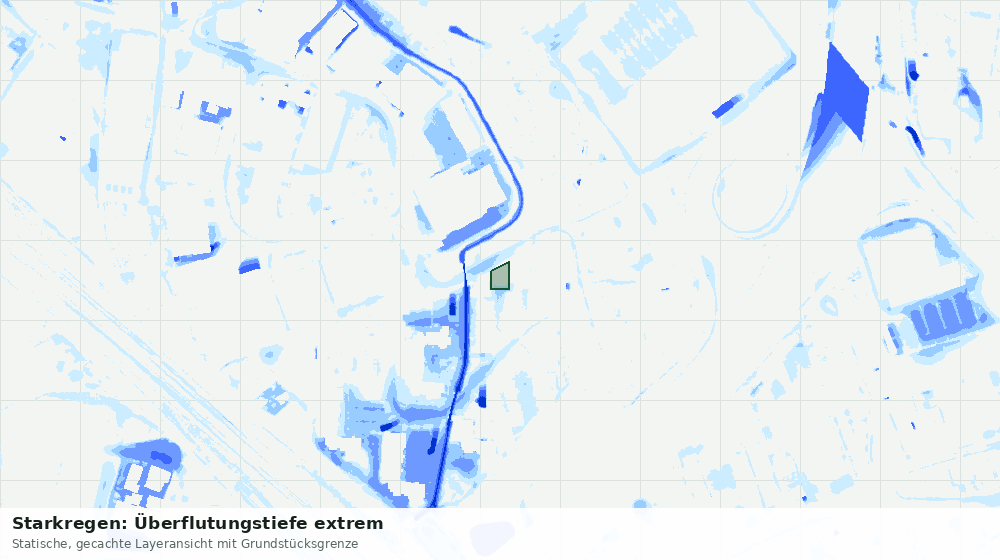 Statische Kartenansicht: Starkregen: Überflutungstiefe extrem