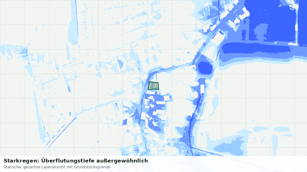 Statische Kartenansicht: Starkregen: Überflutungstiefe außergewöhnlich