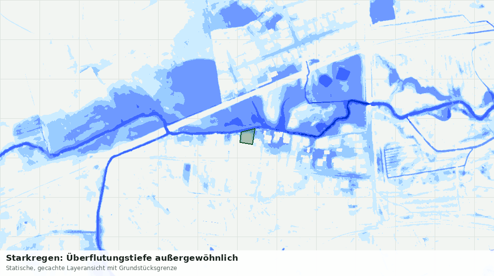 Statische Kartenansicht: Starkregen: Überflutungstiefe außergewöhnlich