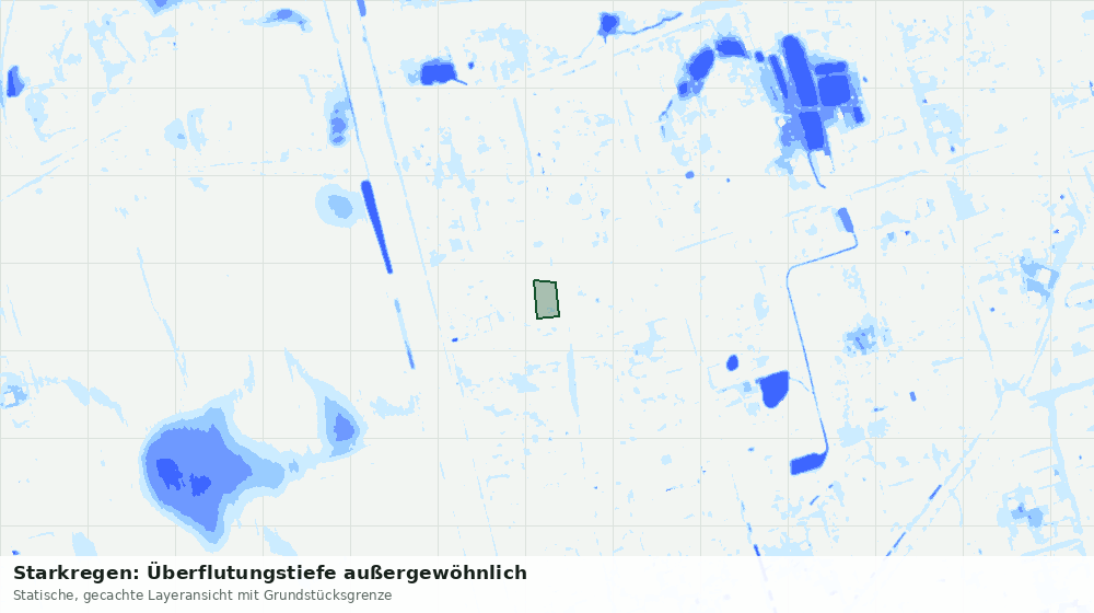 Statische Kartenansicht: Starkregen: Überflutungstiefe außergewöhnlich