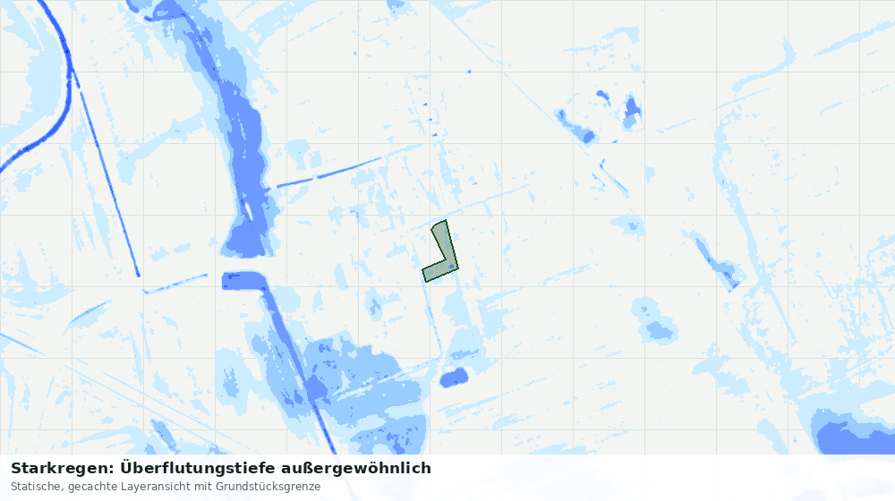 Statische Kartenansicht: Starkregen: Überflutungstiefe außergewöhnlich