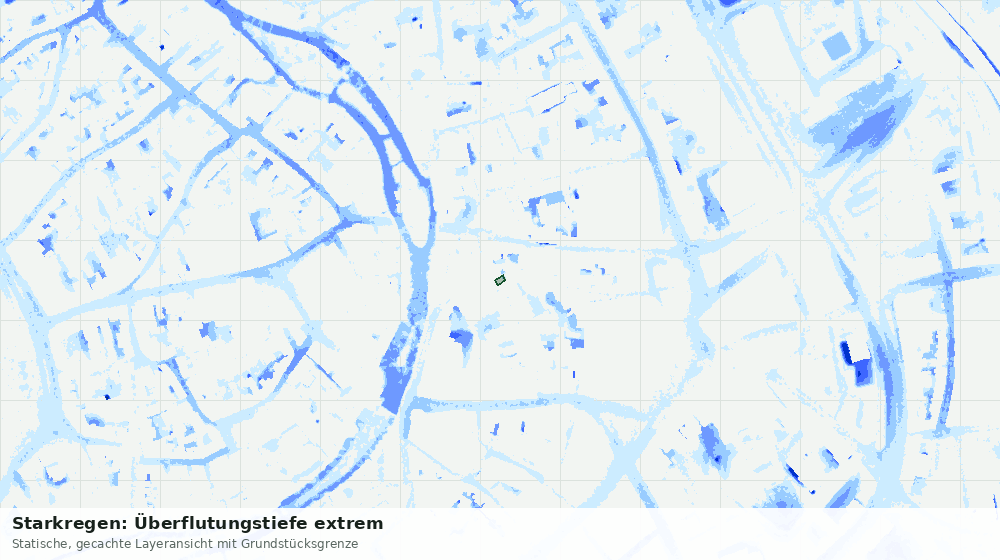 Statische Kartenansicht: Starkregen: Überflutungstiefe extrem