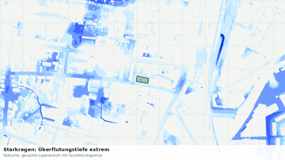 Statische Kartenansicht: Starkregen: Überflutungstiefe extrem